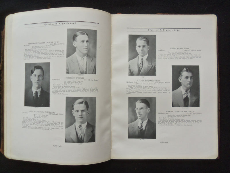 1926 JANUARY NORTHEAST HIGH SCHOOL CLASS RECORD LEATHER-PHILADELPHIA, PA-YB 3376