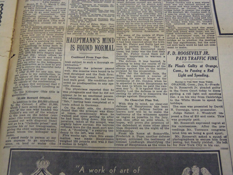1935 JAN 6 NEW YORK TIMES - CONDON SAY HAUPTMANN MAN WHO GOT RANSOM - NT 1940