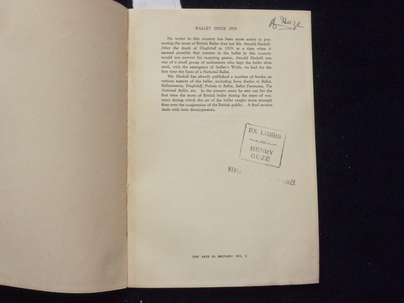 1948 BALLET SINCE 1939 SOFTCOVER BOOK BY ARNOLD L. HASKELL - J 9365