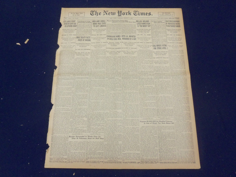 1922 MARCH 7 NEW YORK TIMES - COAL MINERS VOTING FOR STRIKE APRIL 1 - NT 8309