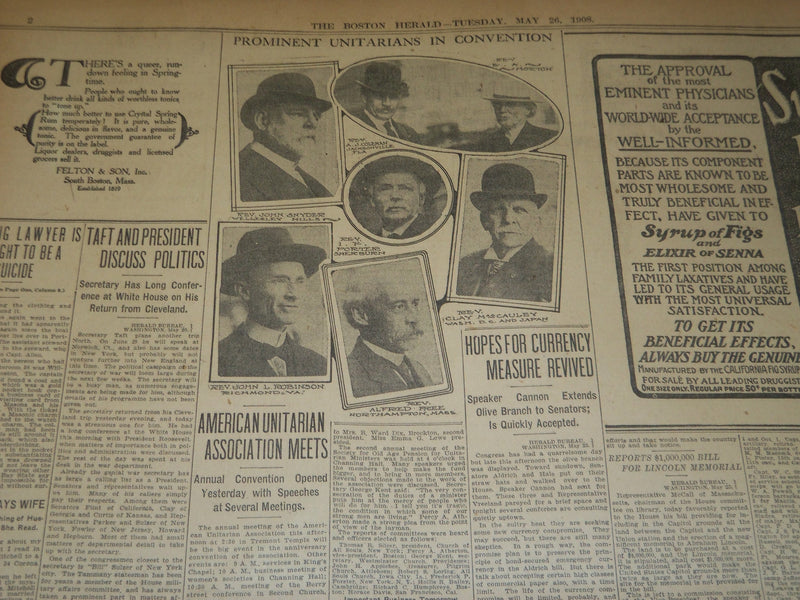 1908 MAY 26 THE BOSTON HERALD - WILLIAM MITCHELL THOUGHT TO BE SUICIDE - BH 74