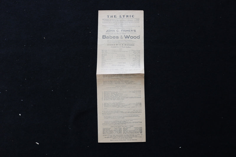 1900'S BABES IN THE WOOD PROGRAM - THE LYRIC THEATRE - K 1989