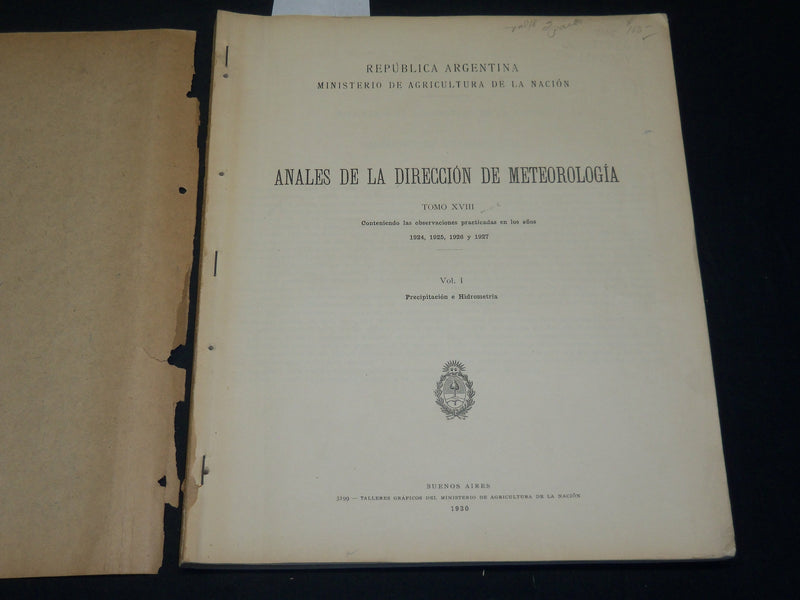 1930-1931 ANALES DE LA DIRECCION DE METEOROLOGIA VOLUMES LOT OF 3 - KD 5401A