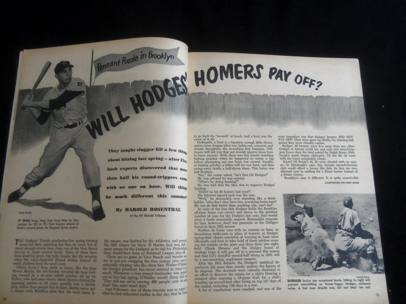 1952 SEPTEMBER COMPLETE BASEBALL MAGAZINE - GIL HODGES - RALPH KINER - J 7707