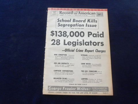 1965 MAY 18 BOSTON RECORD AMERICAN NEWSPAPER-$138K PAID 28 LEGISLATORS - NP 6293