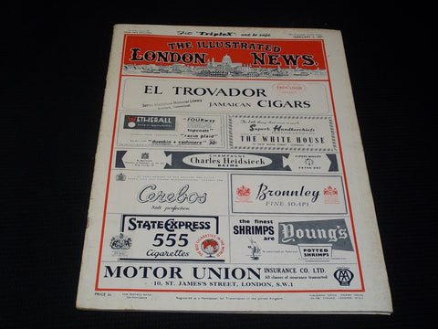 1957 FEBRUARY 2 ILLUSTRATED LONDON NEWS MAGAZINE NICE COVERS & ADS - E 4259