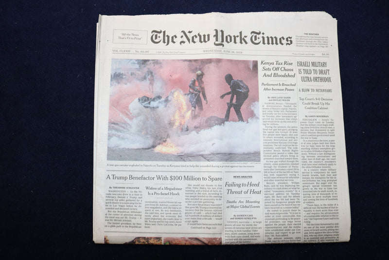 2024 JUNE 26 NEW YORK TIMES - ISRAELI MILITARY IS TOLD TO DRAFT ULTRA-ORTHODOX