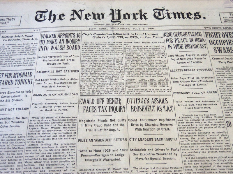 1930 JULY 9 NEW YORK TIMES - EWALD OFF BENCH FACES TAX INQUIRY - NT 5749