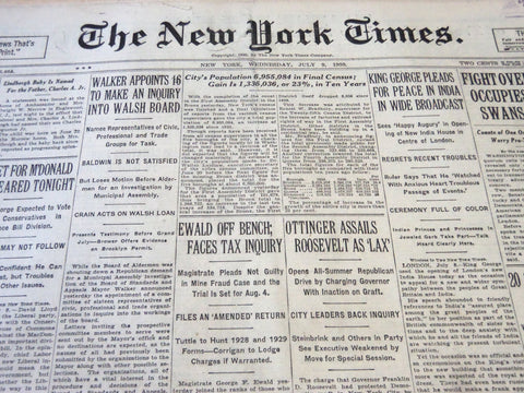 1930 JULY 9 NEW YORK TIMES - EWALD OFF BENCH FACES TAX INQUIRY - NT 5749