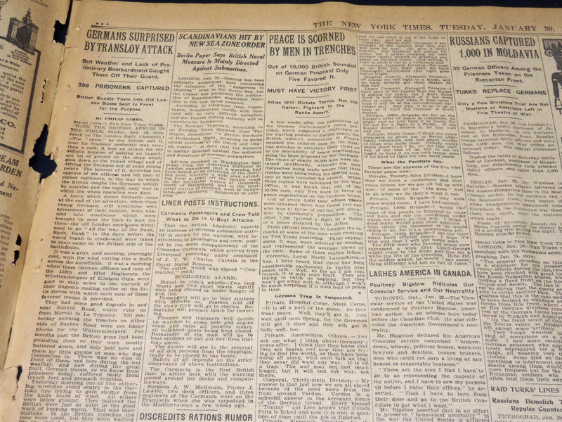 1917 JANUARY 30 NEW YORK TIMES - ALLIED WARSHIPS CHASING RAIDER - NT 8748