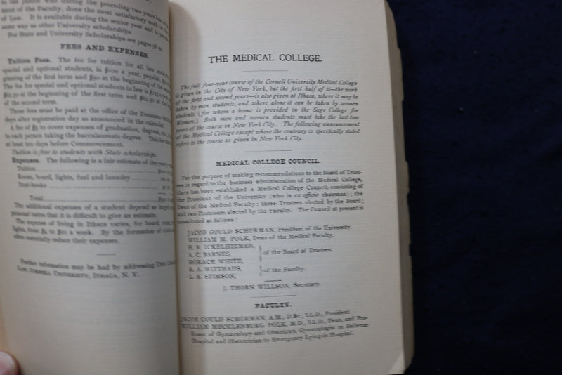 1900-1901 CORNELL UNIVERSITY REGISTER AND MAP - SOFTCOVER BOOK - K 823