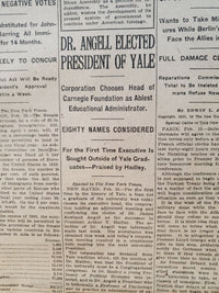 1921 FEBRUARY 20 NEW YORK TIMES - DR. ANGELL ELECTED PRESIDENT OF YALE - NT 8135