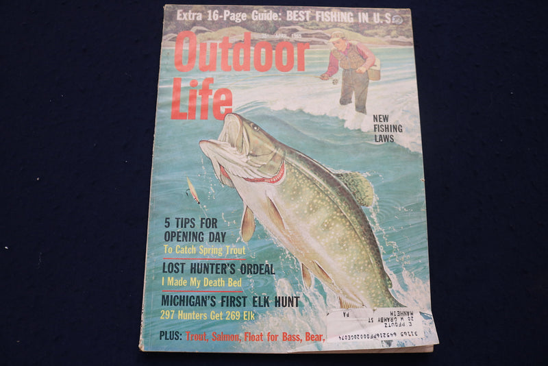 1965 APRIL OUTDOOR LIFE MAGAZINE - ILLUSTRATED COVER, STORIES, PHOTOS - E 9003