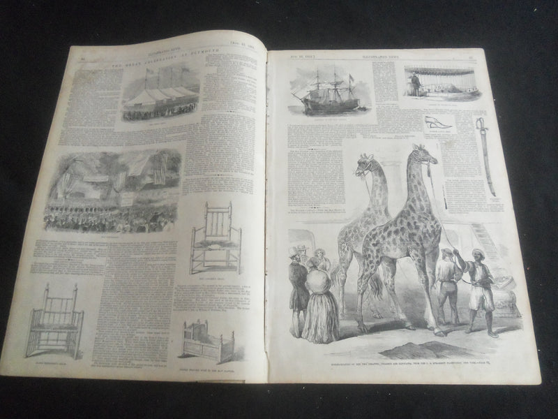 1853 AUGUST 13 ILLUSTRATED NEWS MAGAZINE - PLYMOUTH CELEBRATION - B 5531K