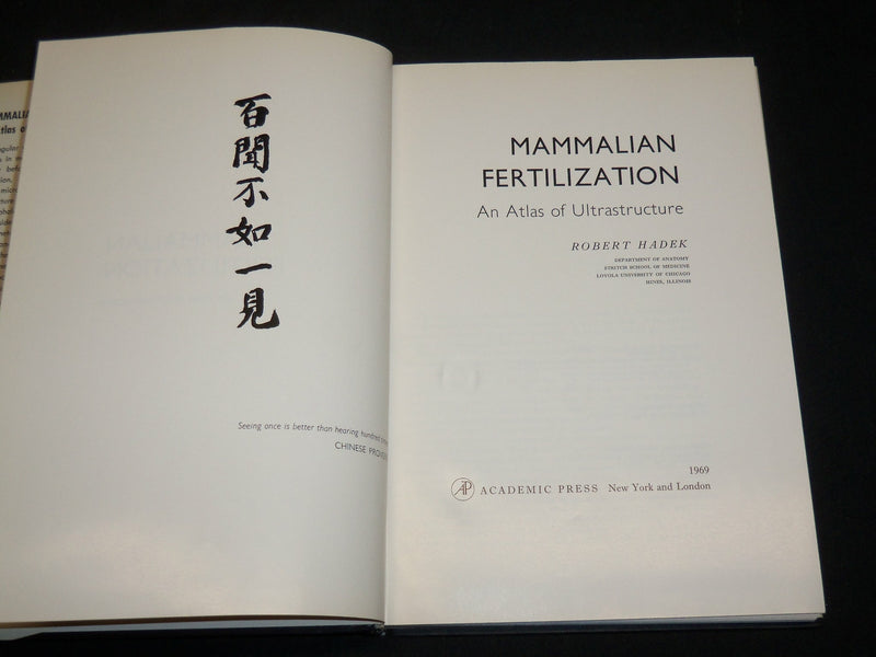 1969 MAMMALIAN FERTILIZATION BOOK BY ROBERT HADEK - KD 2763D