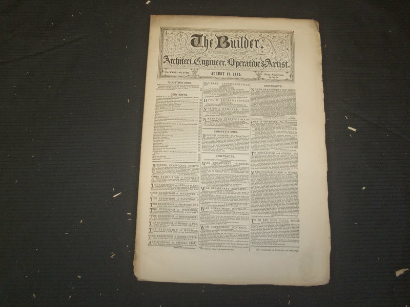 1865 AUGUST 19 THE BUILDER ARCHITECT MAGAZINE - ILLUSTRATIONS - ST 416B
