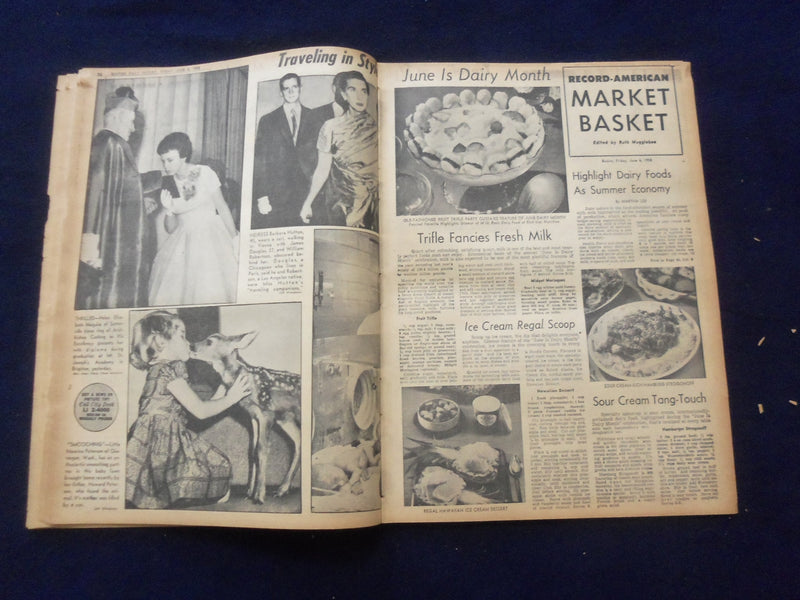 1958 JUNE 6 BOSTON RECORD AMERICAN NEWSPAPER -WIFE MURDERED LOVERS' LANE-NP 6278