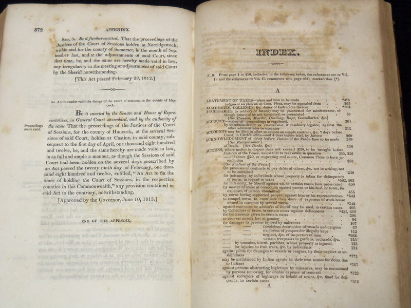 1821 LAWS OF THE STATE OF MAINE VOLUME NO. 2 - BRUNSWICK - KD 6263G