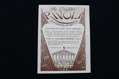 1926 BEHIND THE FRONT PROGRAM - THE GREATER RIVOLI THEATRE - K 1872