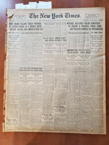 1917 NOV 1 NEW YORK TIMES - 120,000 ITALIANS TAKEN PRISONER BY TEUTONS - NT 8057
