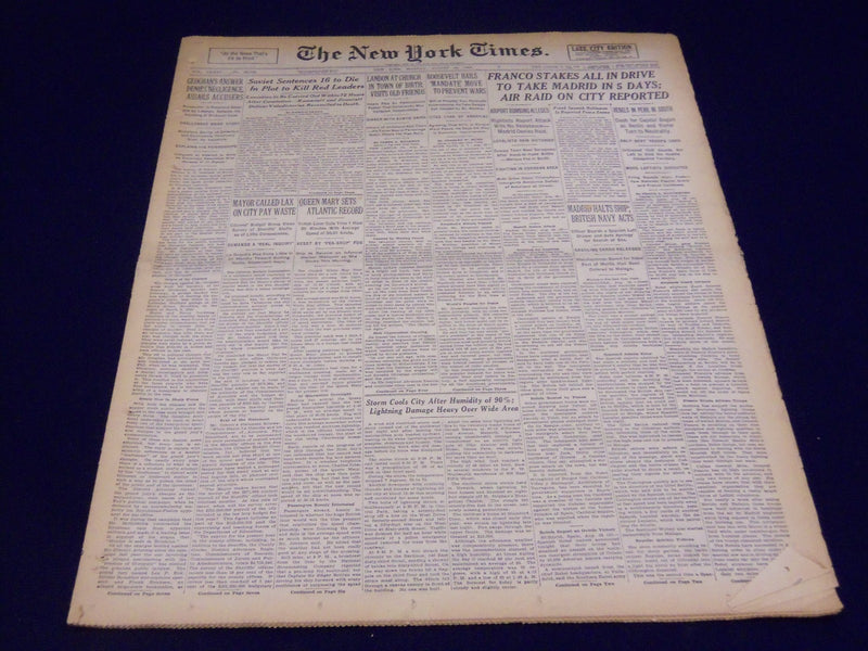 1936 AUGUST 24 NEW YORK TIMES - FRANCO STAKES ALL DRIVE TO TAKE MADRID - NT 2069