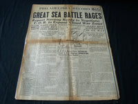 1940 APRIL 10 PHILADELPHIA RECORD NEWSPAPER - GREAT SEA BATTLE RAGES - NT 7248