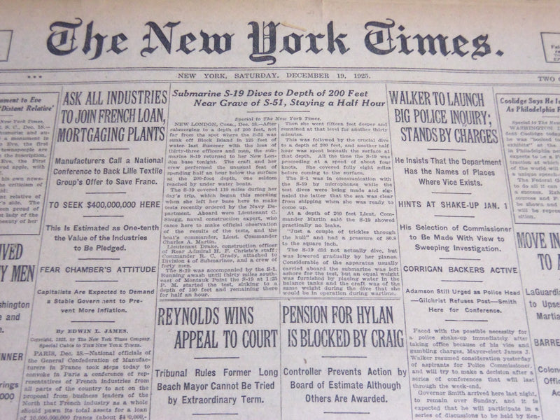 1925 DECEMBER 19 NEW YORK TIMES - MOVE IN CONGRESS TO AID MITCHELL - NT 5400