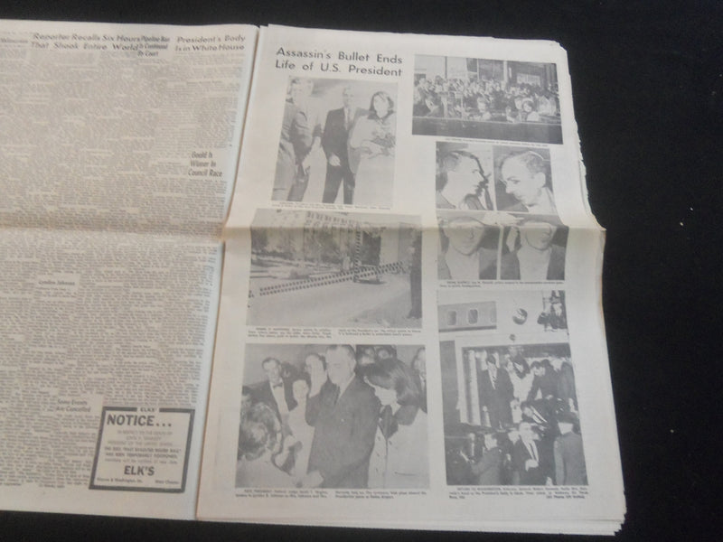 1963 NOV 23 DAILY LOCAL NEWS NEWSPAPER- JFK BODY TAKEN TO WHITE HOUSE - NP 5802