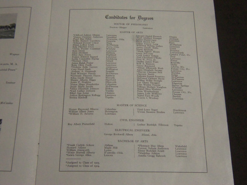 1916 UNIVERSITY OF KANSAS 44TH ANNUAL COMMENCEMENT PROGRAM - J 2323