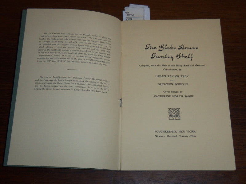 1929 THE GLEBE HOUSE AT POUGHKEEPSIE SOFTCOVER BOOK - K 1094