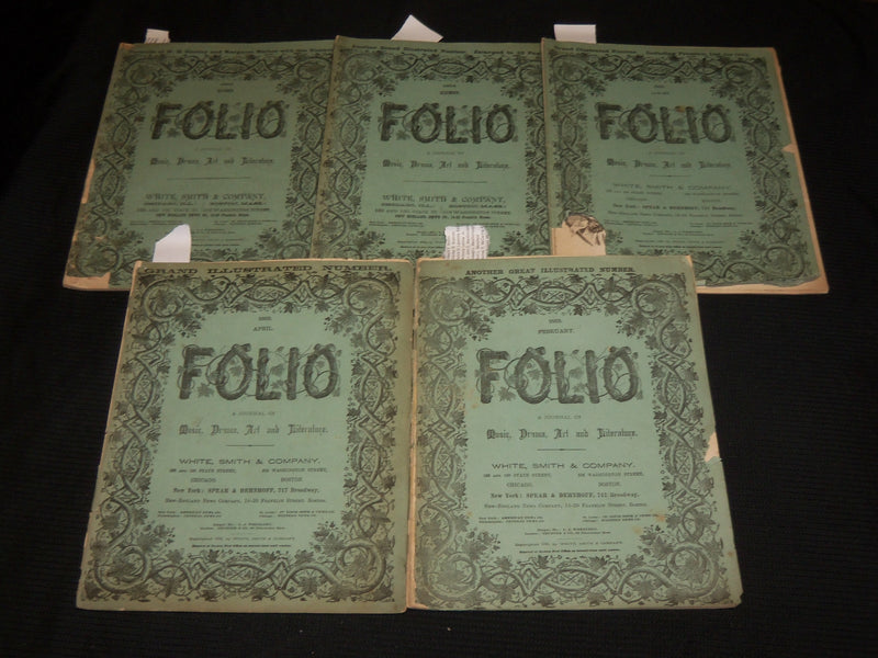 1882-1883 FOLIO MAGAZINE LOT OF 5 - MUSIC - DRAMA - ART & LITERATURE - NP 2965H