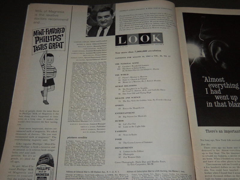 1962 AUGUST 14 LOOK MAGAZINE LOT OF 2 - ROGER MARIS BACK COVERS - ST 5110