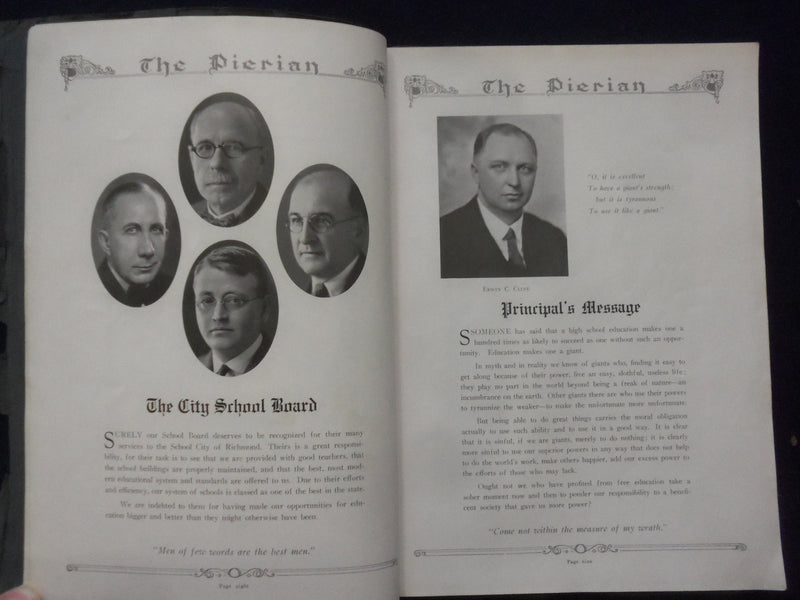 1926 PIERIAN MORTON HIGH SCHOOL YEARBOOK - RICHMOND, INDIANA - YB 1926A