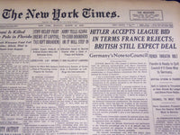 1936 MAR 16 NEW YORK TIMES - HITLER ACCEPTS LEAGUE BID, FRANCE REJECTS - NT 1852