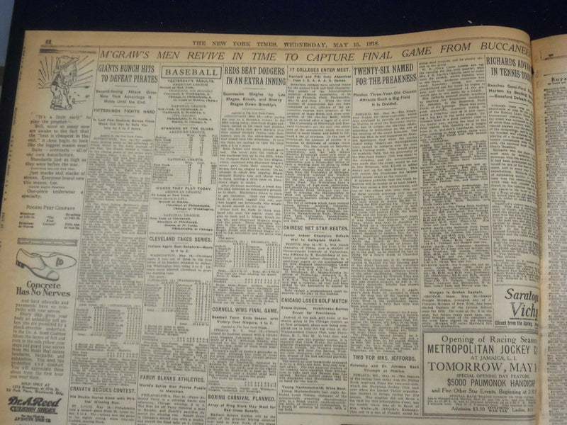 1918 MAY 15 NEW YORK TIMES - BRITISH DRIVE GERMANS FROM POSITION - NT 8181