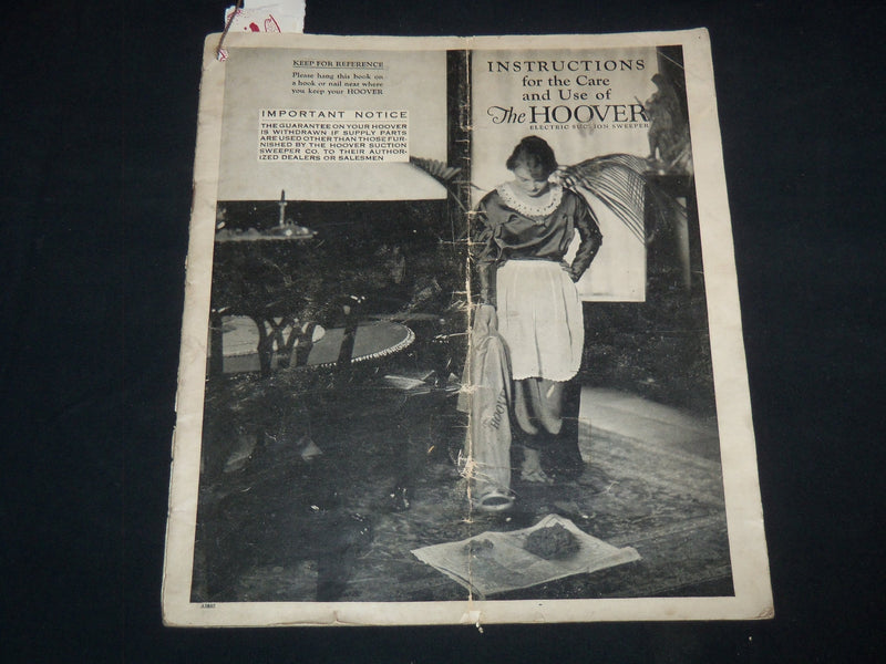 1920'S INSTRUCTIONS FOR THE CARE & USE OF THE HOOVER ELECTRIC SWEEPER - J 9159