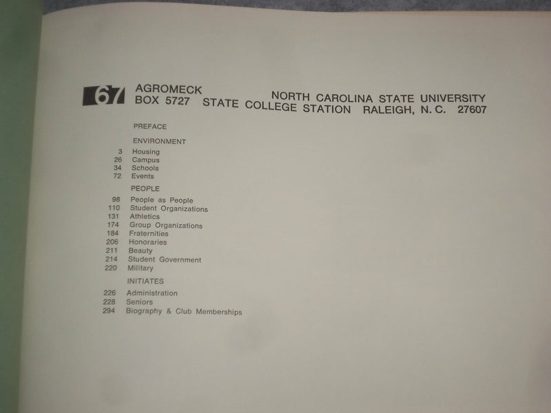 1967 AGROMECK NORTH CAROLINA STATE UNIVERSITY YEARBOOK - RALEIGH, NC - YB 1970