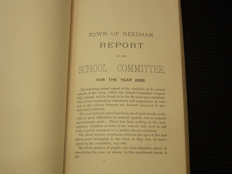 1888 TOWN OF NEEDHAM AUDITOR'S REPORT - RECEIPTS & EXPENDITURES - K 2703