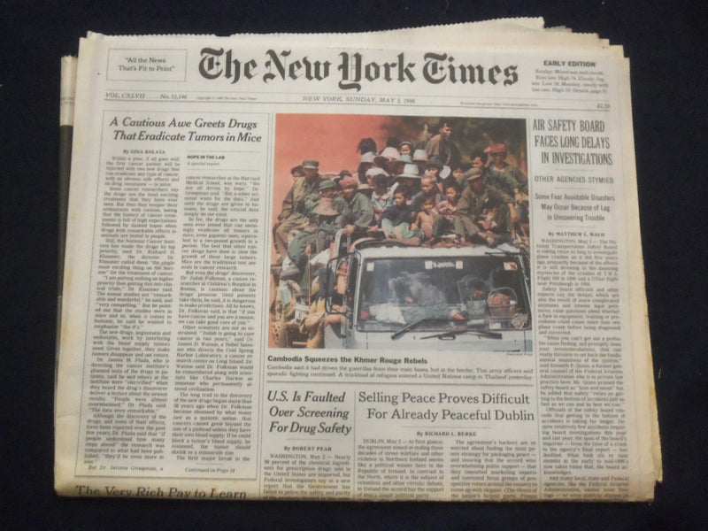 1998 MAY 3 NEW YORK TIMES NEWSPAPER-AIR SAFETY BOARD INVESTIGATION DELAY-NP 7114