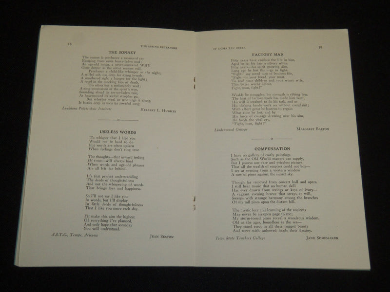 1939 SPRING THE RECTANGLE - SIGMA TAU DELTA FRATERNITY PERIODICAL - J 5296