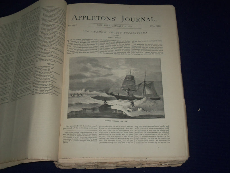 1875 JAN 2- MAR 27 APPLETONS' JOURNAL MAGAZINE BOUND VOL. - 13 ISSUES - KD 2302