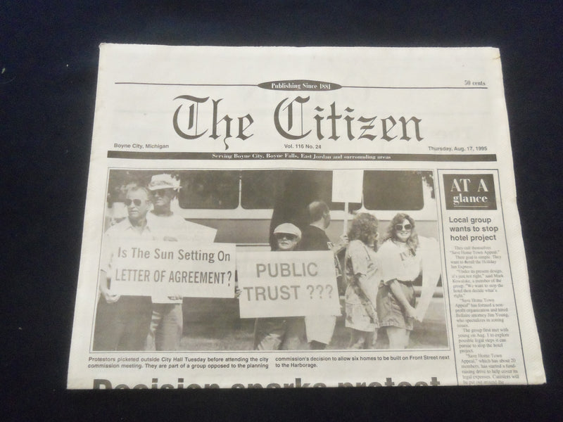 1995 AUG 15 THE CITIZEN NEWSPAPER-BOYNE CITY,MI -DECISION SPARKS PROTEST-NP 6097