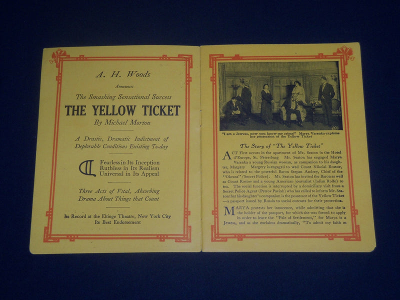 1914 THE YELLOW TICKET TREMONT THEATRE PROGRAM - BOSTON - MICHAEL MORTON- J 4221
