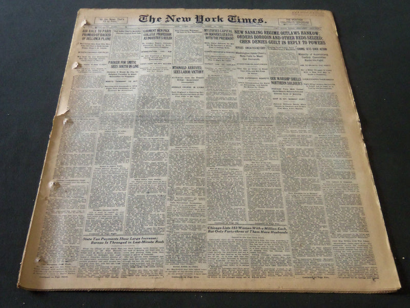 1927 APRIL 16 NEW YORK TIMES - NEW NANXING REGIME OUTLAWS HANKOW - NT 6390