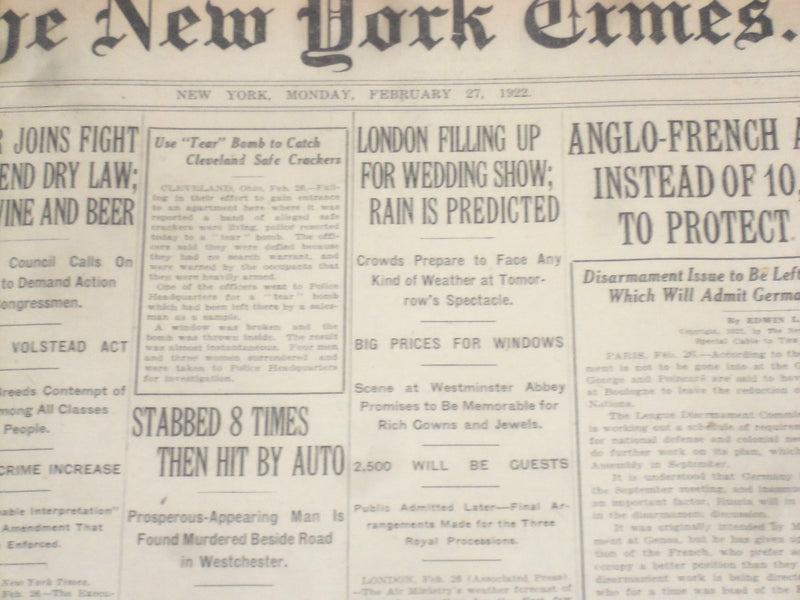 1922 FEBRUARY 27 NEW YORK TIMES - LONDON FILLING UP FOR WEDDING SHOW - NT 9018