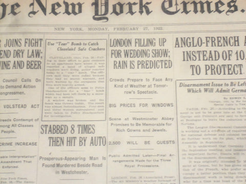 1922 FEBRUARY 27 NEW YORK TIMES - LONDON FILLING UP FOR WEDDING SHOW - NT 9018