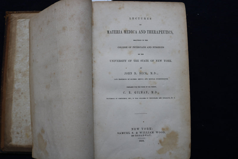 1856 LECTURES OF MATERIA MEDICA AND THERAPEUTICS HARDCOVER BOOK BY - KD 9436