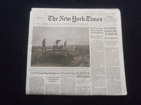 2022 SEP 24 NEW YORK TIMES - PUTIN TIGHTENING HIS GRIP ON REINS OF UKRAINE WAR