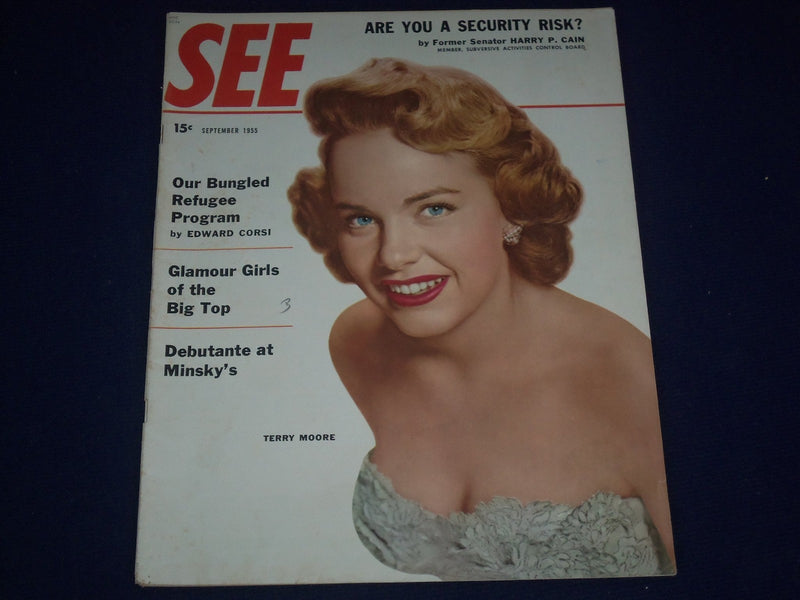 1955 SEPTEMBER SEE MAGAZINE - TERRY MOORE COVER - GREAT PHOTOS & ADS - J 1510