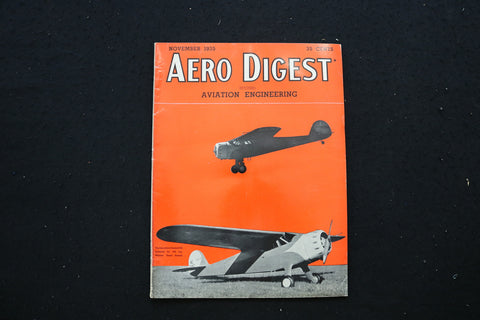 1935 NOVEMBER AERO DIGEST MAGAZINE - CESSNA C34 COVER - E 10697